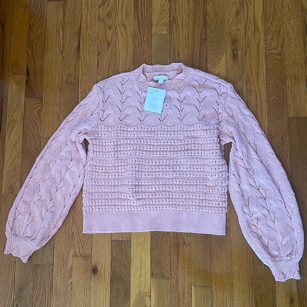LC Lauren Conrad New with Tag (NWT) Light Pink Sweater Mixed Stitch Design